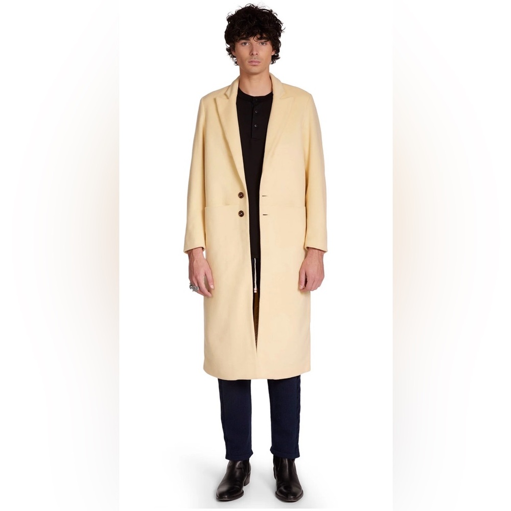 LES TIEN Black Label Cashmere Car Unisex Coat in Canary